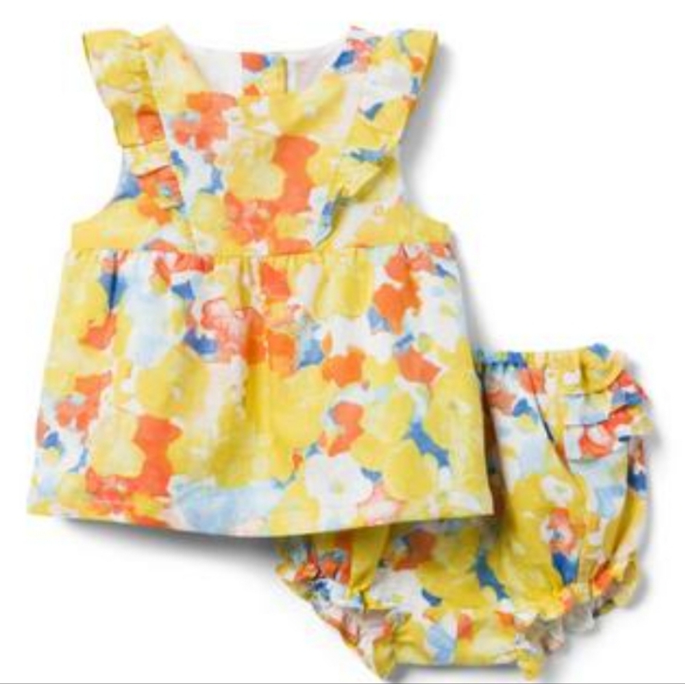 New Aerin X Janie &  Jack Watercolor Ruffle Dress Bloomer Set 12-18 Months